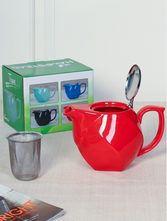 Porcelain Teapot in Red w/ Lid & Infuser 750ML With Gift Box